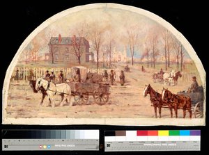 1871年の火災後のオグデン邸（油彩・キャンバス 作： Lawrence Carmichael Earle