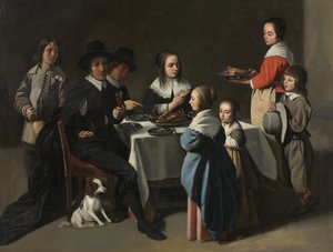 家族の食事、1645-55年 作： Le Nain Brothers