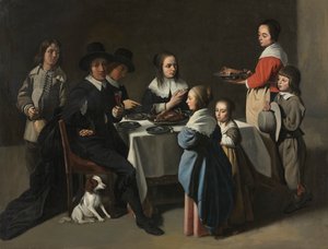 家族の食事、c。 1645-55 以降。 作： Le Nain family