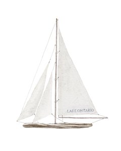 オンタリオ湖のヨット、2022年頃（ミクストメディア） 作： Leah Straatsma