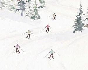 スキー・イン・トランブラン、2023年頃（ミクストメディア） 作： Leah Straatsma