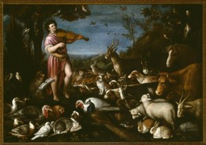 L.ダポンテバッサーノ、オルフェウスは動物-絵画を魅了します 作： Leandro Bassano