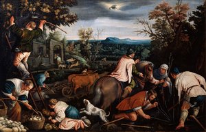 シリーズ「シーズンズ」の10月、16世紀後半または17世紀初頭 作： Leandro Bassano