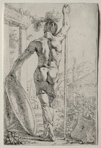 後ろから見た立っている兵士 作： Leendert van der Cooghen