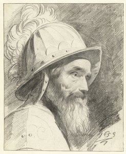 ヘルメットをかぶった戦士の胸像 作： Leendert van der Cooghen