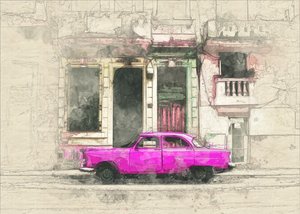 ピンクのヴィンテージ・ストリートカー