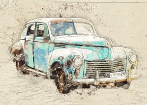 素朴なブルーのヴィンテージカー
