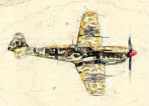 ヴィンテージ戦闘機のスケッチ