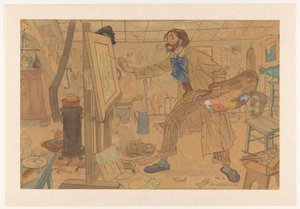 現代画家のスタジオ (オブジェクトの元のタイトル) 作： Leo Gestel (signed by artist)