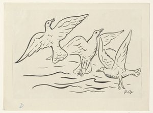 海の向こうの空に三羽の鳥 作： Leo Gestel (signed by artist)