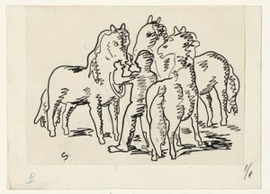 3頭の馬を持つ男 作： Leo Gestel (signed by artist)