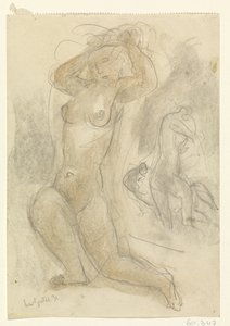 2 つのひざまずくヌード 作： Leo Gestel (signed by artist)