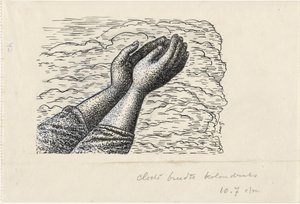 雲の前に上げられた 2 つの手 作： Leo Gestel (signed by artist)