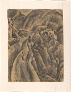 高山を通る道で頭に水差しを持つ女性 作： Leo Gestel (signed by artist)