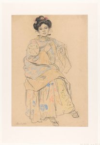 和服着席の女性 作： Leo Gestel (signed by artist)