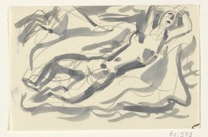 裸の女性と海の馬 作： Leo Gestel