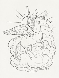 『雲の前を飛ぶペガサス』（1891–1941） 作： Leo Gestel