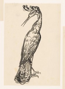 頭を後ろに向けた鷺 作： Leo Gestel