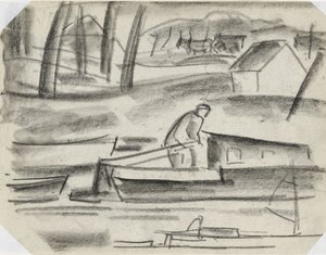 舵をとるスキッパー 作： Leo Gestel