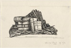 本と文房具の山 作： Leo Gestel
