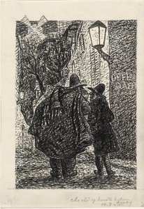 暗闇の路上で 2 人の男性 作： Leo Gestel