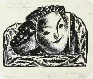 建物と岩の 2 つのマスク (スケッチ) 作： Leo Gestel
