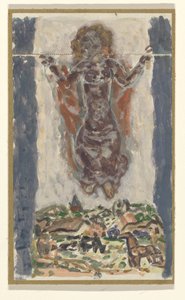 風景の上に腕を広げた女性 作： Leo Gestel