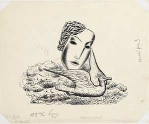 鳥と女性の頭 (スケッチ) 作： Leo Gestel