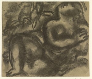 風景に座っている女性のヌード 作： Leo Gestel