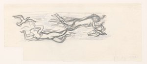 カモメの間で空中に浮いている裸の女性 作： Leo Gestel