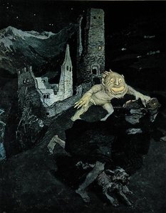 城の亡霊」（「ユーゲント」より）、ミュンヘン、1900年頃（カラーリトグラフ 作： Leo Putz