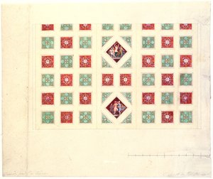 ルートヴィヒ1世（1786-1868年）の執筆室の天井デザイン（ミュンヘン、ケーニヒスバウ邸、1835年頃）