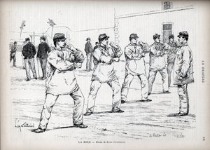 La Boxing - French Armees - Leon Couturier (1842-1935) によるドローイング - 「The Flag」のために - 「愛国者同盟のモニター」 - 8月22日 作： Leon Antoine Lucien Couturier