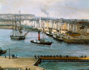 ディエップ港の眺め レオン・オーギュスト・アセリノー（1808-1889）画 1860年頃 ディエップ美術館（セーヌ河畔 作： Leon Auguste Asselineau