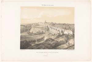 ディナンとランス川に架かる高架橋の眺め Vue de Dinan Prize de la Vallée des Noyers (オブジェクトのタイトル) 現代フランス（シリーズタイトル） La France de nos jours (オブジェクトのシリーズ タイトル) 作： Leon Auguste Asselineau