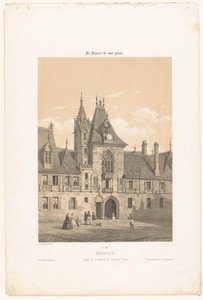 ブールジュのジャック・クール宮殿のファサードの眺め ブールジュ。 Façade de la maison de Jacques Coeur (オブジェクトのタイトル) 現代フランス（シリーズタイトル） La France de nos jours (オブジェクトのシリーズ タイトル) 作： Leon Auguste Asselineau