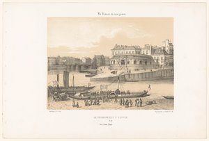 水揚げステージから見たナントの魚市場 La poissonnerie à Nantes (オブジェクトのタイトル) 現代フランス（シリーズタイトル） La France de nos jours (オブジェクトのシリーズ タイトル) 作： Leon Auguste Asselineau