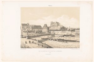 ナントのロワール川に架かる城とロトンド橋の眺め ナント。 Vue du château et du pont de la Rotonde (オブジェクトのタイトル) 現代フランス（シリーズタイトル） La France de nos jours（シリーズタイトル） 作： Leon Auguste Asselineau