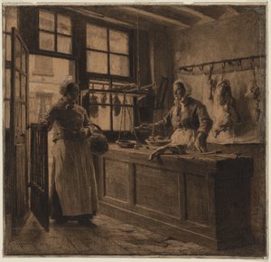 肉屋の店内 作： Leon Augustin Lhermitte