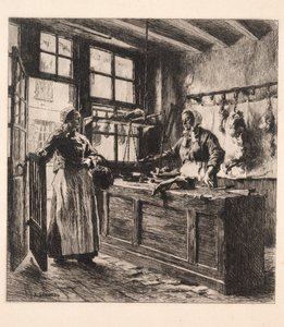 肉屋の店内 作： Leon Augustin Lhermitte
