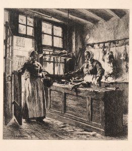 肉屋のインテリア。 作： Leon Augustin Lhermitte