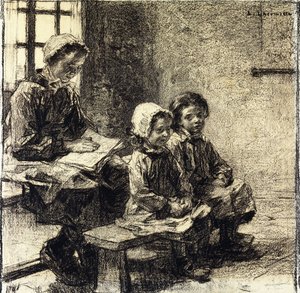 モンサンペールの学校の小さな女の子、 作： Leon Augustin Lhermitte