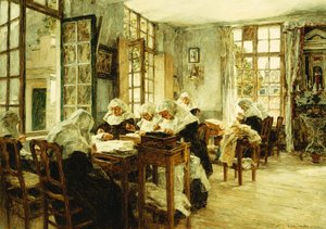 修道女の縫製、 作： Leon Augustin Lhermitte