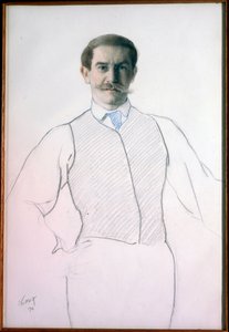 Autoportrait (Self-Portrait) - Leon Bakst (1866-1924) 作、Dim. 32.6 x 28.6 cm 作： Leon Bakst