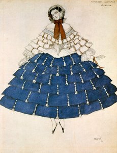キアリーナ、ロバートシューマン作曲のバレエカーニバルの衣装のデザイン、1919年。 作： Leon Bakst