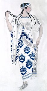 1912年にスパルタのヘレンでヘレンとしてアイダルビンスタインの衣装デザイン 作： Leon Bakst