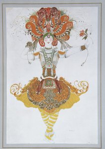 タラ・カルサヴィナのバレエ衣装デザインI.ストラヴィンスキー作「火の鳥ロワゾードフェウ」、1909〜1910年 作： Leon Bakst