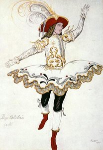 眠れる森の美女』より「妖精ハミングバードのページボーイ」の衣装デザイン 作： Leon Bakst