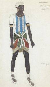 A.アレンスキー作のバレエクレオパトラのヴァスラフニジンスキーの衣装デザイン、1910年 作： Leon Bakst