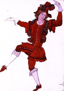 眠れる森の美女」より「妖精の山アッシュ」のページボーイの衣装デザイン 作： Leon Bakst
